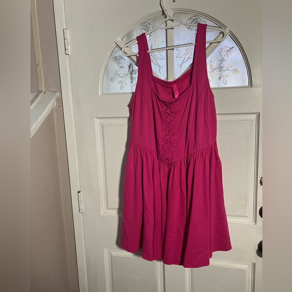 Betsey Johnson Fuchsia Lace-Up Tank Dress